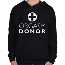 PRINTFASHION orgasm-donor-white - Gyerek kapucnis pulóver - Fekete gyerek pulóver, kardigán