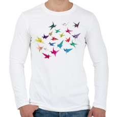 PRINTFASHION Origami madarak - Férfi hosszú ujjú póló - Fehér