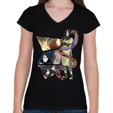 PRINTFASHION Orochimaru montázs - Női V-nyakú póló - Fekete