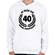 PRINTFASHION Örök ifjú - 40 - Gyerek kapucnis pulóver - Fehér