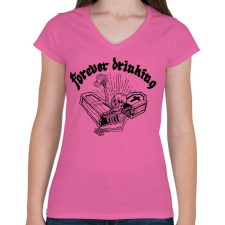 PRINTFASHION Örökké inni - Női V-nyakú póló - Rózsaszín női póló
