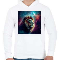 PRINTFASHION Oroszlán a galaxisban  - Férfi kapucnis pulóver - Fehér
