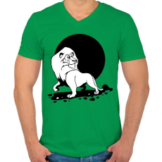 PRINTFASHION Oroszlán - Az állatok királya - Férfi V-nyakú póló - Zöld