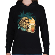 PRINTFASHION Oroszlán Chill - Női kapucnis pulóver - Fekete