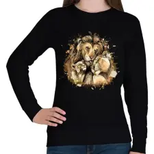 PRINTFASHION Oroszlán család - Női pulóver - Fekete női pulóver, kardigán