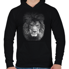 PRINTFASHION oroszlán  - Férfi kapucnis pulóver - Fekete férfi pulóver, kardigán