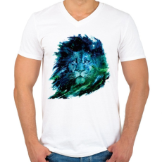 PRINTFASHION Oroszlán festmény - Férfi V-nyakú póló - Fehér