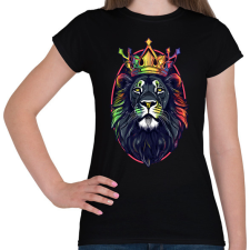 PRINTFASHION Oroszlán király koronával - Női póló - Fekete női póló