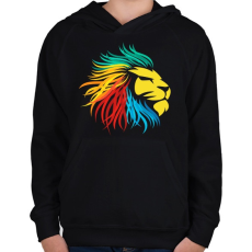 PRINTFASHION Oroszlán logó - Gyerek kapucnis pulóver - Fekete