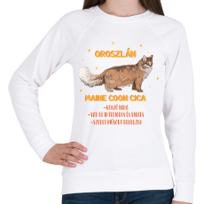 PRINTFASHION Oroszlán - Maine coon cica - Női pulóver - Fehér