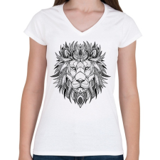 PRINTFASHION Oroszlán - Női V-nyakú póló - Fehér női póló
