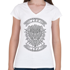 PRINTFASHION Oroszlán  - Női V-nyakú póló - Fehér