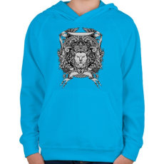 PRINTFASHION Oroszlán trón - Gyerek kapucnis pulóver - Azúrkék
