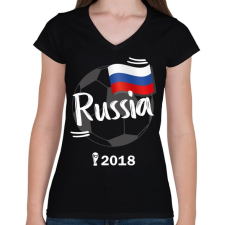 PRINTFASHION Oroszország - Női V-nyakú póló - Fekete női póló