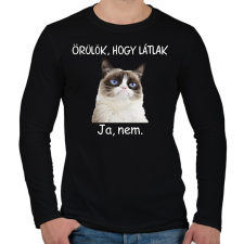 PRINTFASHION Örülök, hogy látlak - Férfi hosszú ujjú póló - Fekete férfi póló