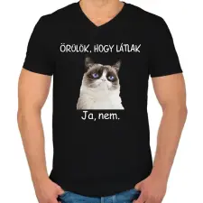 PRINTFASHION Örülök, hogy látlak - Férfi V-nyakú póló - Fekete férfi póló