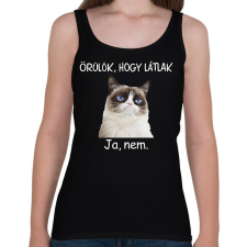 PRINTFASHION Örülök, hogy látlak - Női atléta - Fekete női trikó