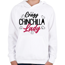 PRINTFASHION Őrült csincsillás nő - Gyerek kapucnis pulóver - Fehér gyerek pulóver, kardigán