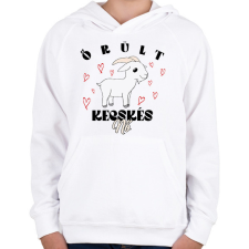PRINTFASHION Őrült kecskés nő - Gyerek kapucnis pulóver - Fehér gyerek pulóver, kardigán