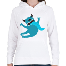 PRINTFASHION Őrült kék szörnyecske - Női kapucnis pulóver - Fehér női pulóver, kardigán