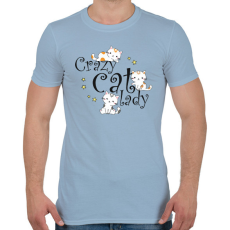PRINTFASHION Őrült macskás hölgy - Férfi póló - Világoskék