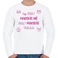 PRINTFASHION Őrült macskás táskája - Férfi pulóver - Fehér