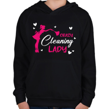 PRINTFASHION Őrült takarítónő - Gyerek kapucnis pulóver - Fekete gyerek pulóver, kardigán