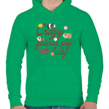 PRINTFASHION Őrült tengerimalacos hölgy - Férfi kapucnis pulóver - Zöld férfi pulóver, kardigán