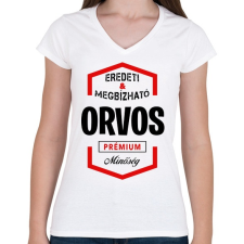 PRINTFASHION Orvos prémium minőség - Női V-nyakú póló - Fehér női póló