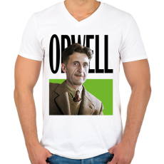 PRINTFASHION Orwell - Önarckép - Férfi V-nyakú póló - Fehér