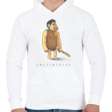 PRINTFASHION ősember - Férfi kapucnis pulóver - Fehér férfi pulóver, kardigán