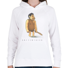 PRINTFASHION ősember - Női kapucnis pulóver - Fehér női pulóver, kardigán