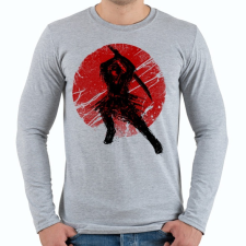 PRINTFASHION Ősi szamuráj - Férfi hosszú ujjú póló - Sport szürke férfi póló