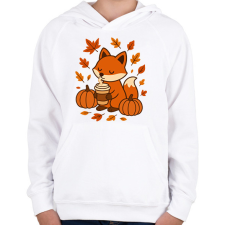 PRINTFASHION Őszi róka - Gyerek kapucnis pulóver - Fehér gyerek pulóver, kardigán