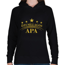 PRINTFASHION ötcsillagos apa - Női kapucnis pulóver - Fekete