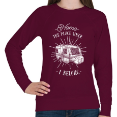 PRINTFASHION Otthon bárhol lehet - Női pulóver - Bordó