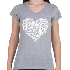 PRINTFASHION Otthon - Női V-nyakú póló - Sport szürke