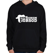 PRINTFASHION Otthonom Borsod (fehér)  - Gyerek kapucnis pulóver - Fekete gyerek pulóver, kardigán