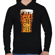 PRINTFASHION Óvd a vizet, igyál sört - Férfi kapucnis pulóver - Fekete