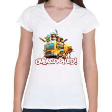 PRINTFASHION Overcooked csapat - Női V-nyakú póló - Fehér