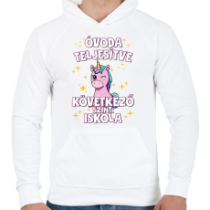 PRINTFASHION Óvoda teljesítve - Férfi kapucnis pulóver - Fehér