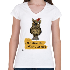 PRINTFASHION Owl Outstanding - Női V-nyakú póló - Fehér
