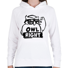 PRINTFASHION Owl right - Női kapucnis pulóver - Fehér