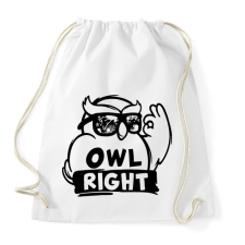 PRINTFASHION Owl right - Sportzsák, Tornazsák - Fehér tornazsák