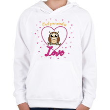PRINTFASHION Owl you need is - Gyerek kapucnis pulóver - Fehér gyerek pulóver, kardigán