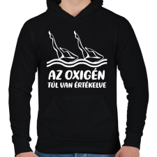 PRINTFASHION Oxigén - Férfi kapucnis pulóver - Fekete férfi pulóver, kardigán