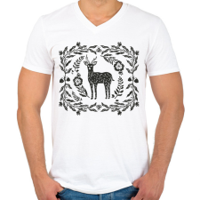 PRINTFASHION Őz az erdőben - Férfi V-nyakú póló - Fehér férfi póló