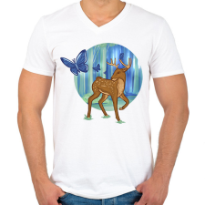 PRINTFASHION Őzike - Férfi V-nyakú póló - Fehér férfi póló