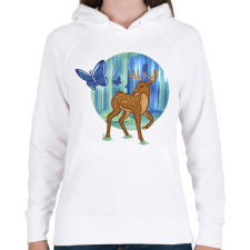 PRINTFASHION Őzike - Női kapucnis pulóver - Fehér női pulóver, kardigán