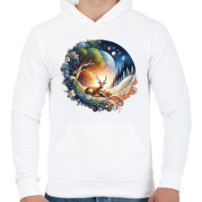 PRINTFASHION Őzmama a gidájával - Férfi kapucnis pulóver - Fehér férfi pulóver, kardigán
